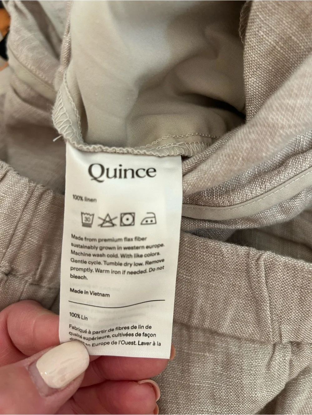 Quince 100% Linen Pants 🌾 NWT Sz L Flax Tan 26” Inseam